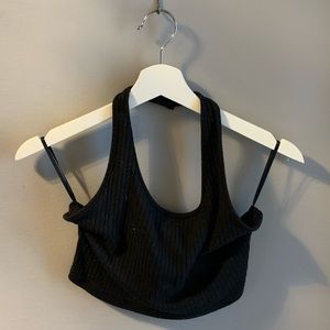 One strap black tank top.